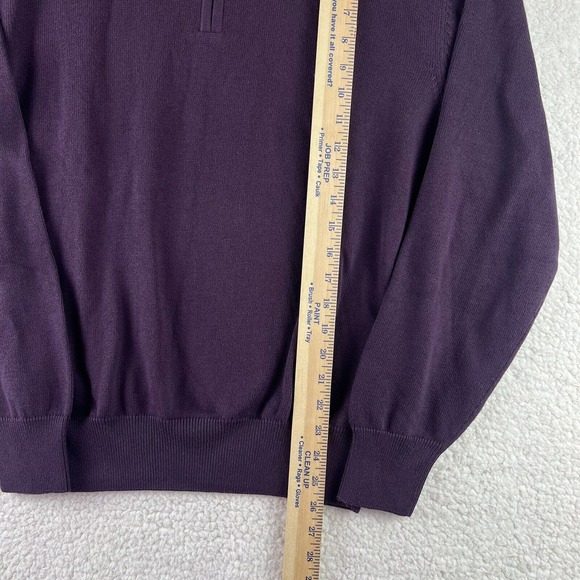 Maus & Hoffman M Purple Pima Cotton Sweater Long Sleeve Pullover Quarter Zip - Picture 4 of 6